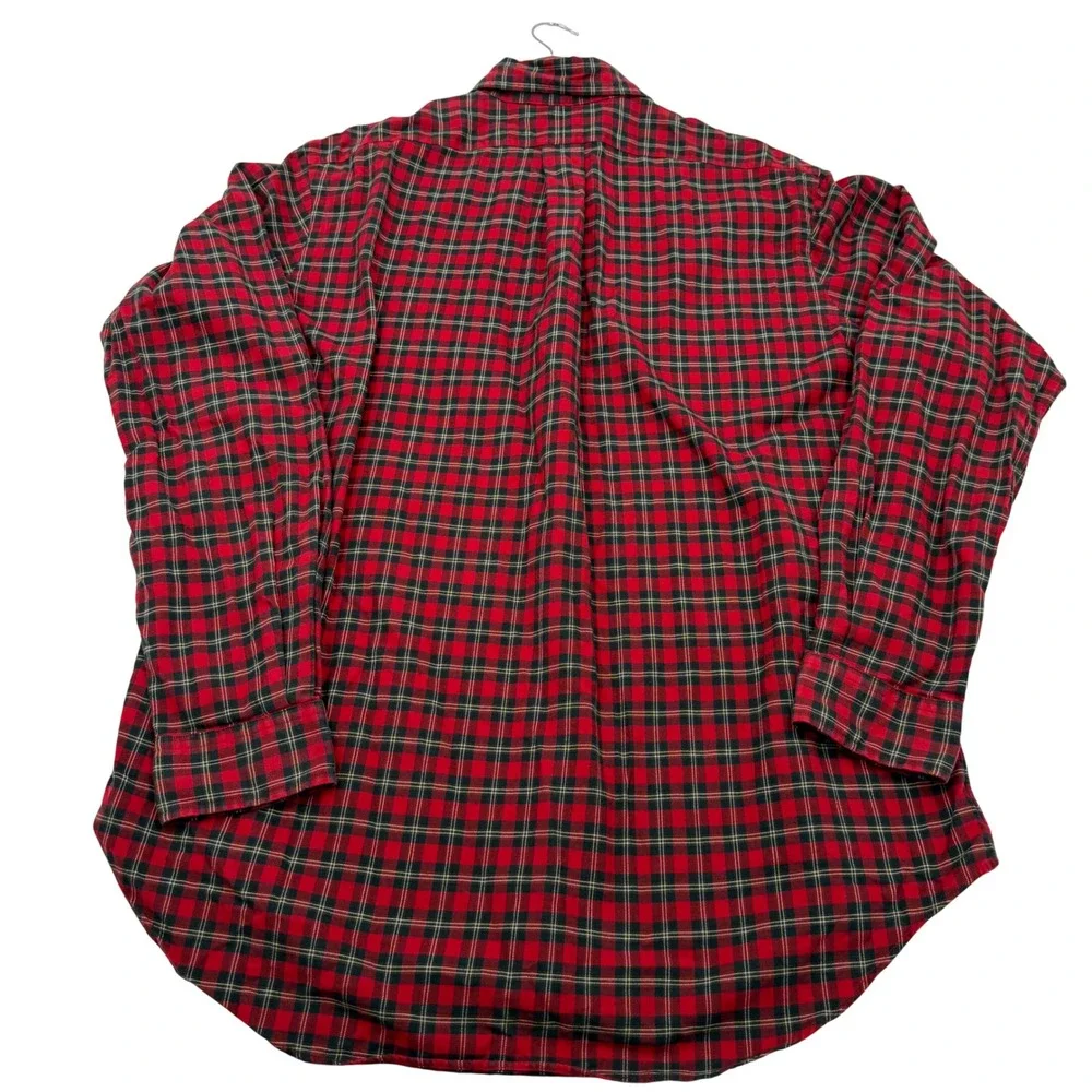 Polo Ralph Lauren Mens Large Classic Fit Red Black Plaid Flannel Shirt L